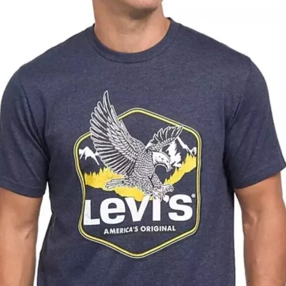 Levi's Graphic T-shirt w/ Eagle Logo America's Original Blue - Picture 1 of 3